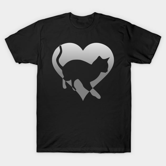 Walking Cat in heart T-Shirt by Kingluigi